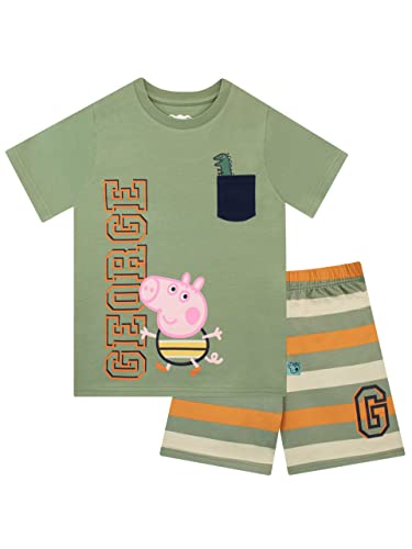 Peppa Pig Jungen George Pig und Herr Dinosaurier T-Shirt und Shorts Set Grün 92