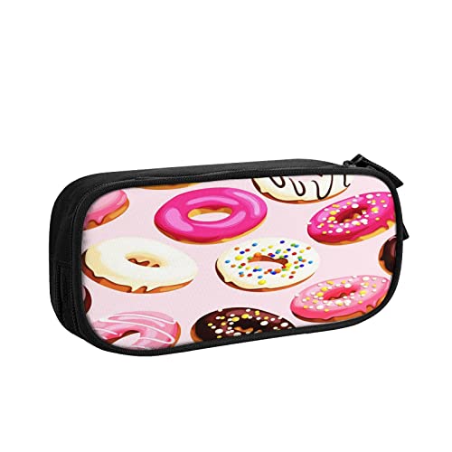 Federmäppchen Lebensmittel Rosa Schokolade D Donuts, große Kapazität, große Tasche, Stifthalter, Schulbedarf, Schreibwaren-Aufbewahrungs-Organizer für Büro, Studenten, Mädchen, Jungen