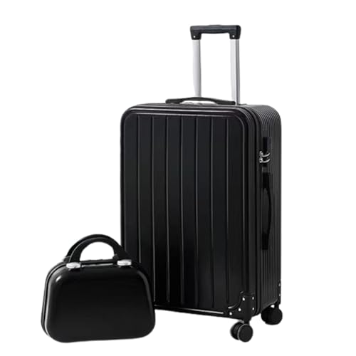 YXZYFPP Gepäcksets, 2-teilig, ABS-Hartschalen-Kofferset mit Spinnerrädern, Reisegepäckset mit Schloss und Kosmetikkoffern (Black 26in)