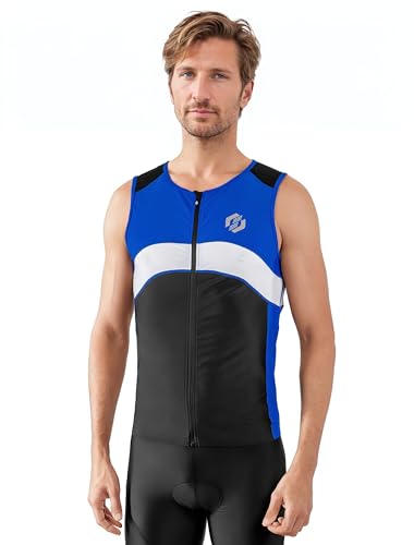 SLS3 Triathlon Herren Top mit Reißverschluss | Trikot | Shirt | Tops | FX Tri Jersey (Black/Baltimore Blue, XL)
