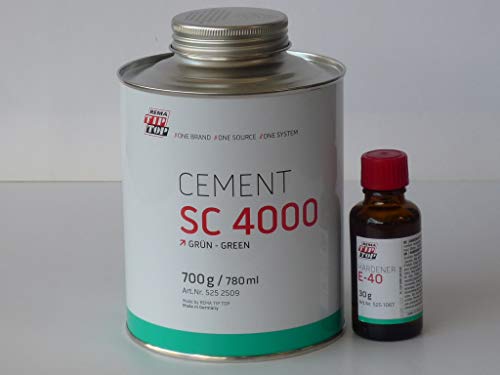 Rema TipTop CEMENT SC 4000 grün 700g und Härter E-40 30g, CKW-freier 2-Komponenten-Klebstoff für Verklebung von Gummi-Gummi, Gummi-Metall, Gummi-Gewebe und Gewebe-Gewebe. 525250-30