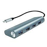 LogiLink UA0309 USB 3.1 Hub für PC/Laptop, 4-Ports Aluminiumgehäuse Silber