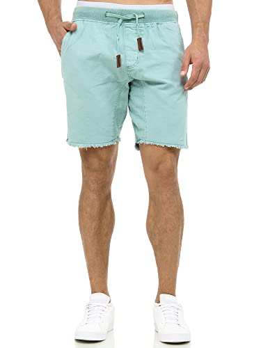 Indicode Herren Carver Chino Shorts aus 100% Baumwolle | Kurze Hose Regular Fit Bermudas Sommerhose Knielang Herrenshorts Destroyed Short Men Pants Chinohose kurz für Männer Blue Surf S