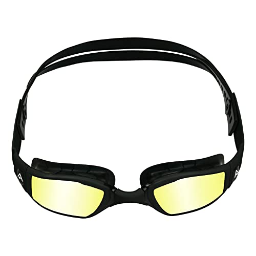 Aquasphere Ninja Erwachsene Schwimmbrille - Schwimmbrille für den Wettbewerbsrand, geringes Gewicht, Performance im Wasser | Unisex Erwachsene, gelbe Titan-verspiegelte Linse, schwarz/schwarzer Rahmen