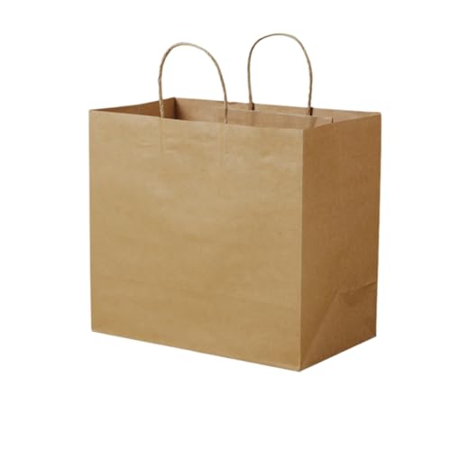 MY.XWFD 40 Stück Kraftpapiertüten mit Griffen, 24 x 14 x 26 cm, Großpackung Kraftpapiertüten für Geschäft, Shopping, Einzelhandel, Merchandise-Taschen