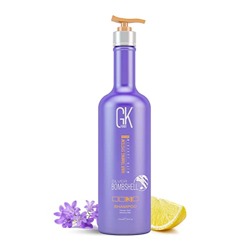 Global Keratin GKhair Silver Bombshell 710 ml - Messing aus lila Shampoo/Toner für blondes und graues Haar Entfernt gelbe messingfarbene Töne für Frauen (710 ml)