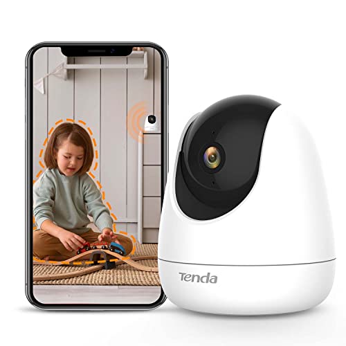 Tenda CP6 Überwachungskamera, 3MP 2k WLAN IP Kamera Innen mit 2-Wege-Audio (Bewegungserkennung, Nachtsicht bis zu 12m, Ton- und Lichtalarm, DIY Audio，SD & Cloud-Speicher) Sicherheitskamera für Familie