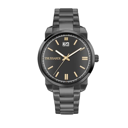 Trussardi T-City Herren-Armbanduhr, Zeit und Datum, Analog - 40 mm, grau, Taglia unica, Armband