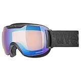 uvex downhill 2000 S CV - Skibrille für Damen und Herren - konstrastverstärkend - verzerrungs- & beschlagfrei - black matt/blue-yellow - one size