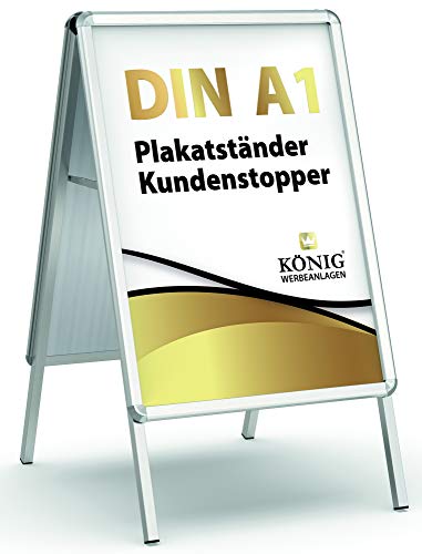 Plakatständer Alu - Line DIN A1 Luxus beidseitig (für 2 Plakate) - Kundenstopper Gehwegaufsteller Werbetafel wetterfest