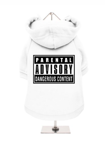 "Parental Advisory" UrbanPup Hunde Sweatshirt (weiß/schwarz)