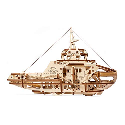 UGEARS Tugboat 3D Mechanisches Holzmodell zur Selbstmontage DIY Brainteaser