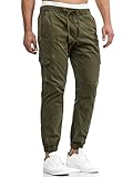 Indicode Herren Levi Cargo Cargo Hose Freizeithose Militär Army Chino Feldhose Outdoorhose Rangerhose Stoffhose Leinenhose, Army, S