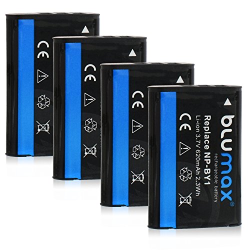 Blumax 4X Kamera Akku für Sony NP-BY1 (620mAh) passend zu Sony HD ActionCam AZ1 | Action Cam Mini mit Wi-Fi HDR-AZ1 | HDR-AZ1VR