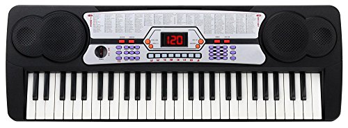Kirstein FK-54 54 Tasten Keyboard inkl. Mikrofon zum Mitsingen (ideal für Kinder und Einsteiger, extra großes LCD-Display, 100 Sounds und Rhythmen, umfangreiche Lernfunktion, Kopfhöreranschluss)