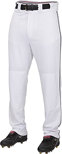Rawlings Jugend Premium Baseball/Softball semi-Relaxed Passform Paspel Hose, Jungen Mädchen, YPRO150P-W/B-90, weiß/schwarz, Large