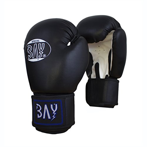 BAY® "Future Boxhandschuhe 18 UZ OZ Unzen, schwarz weiß, Sparring, Training, Leder - PU,