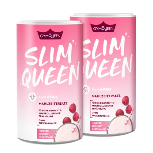 GymQueen Slim Queen Abnehm Shake 2x420g, Himbeer Joghurt Shake, Leckerer Diät-Shake zum einfachen Abnehmen, Mahlzeitersatz mit wichtigen Vitaminen und Nährstoffen, nur 250 kcal pro Portion
