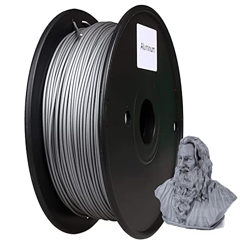 PLA Metall-Aluminium-Filament 1,75 mm, Aluminium gefülltes Polymilchsäure-Filament, Echtmetall-Filament gefüllt mit 30% Aluminium, 0,5 kg Spule