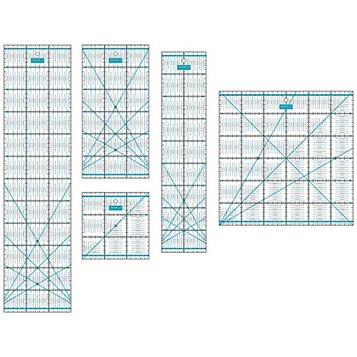 SEMPLIX Patchwork Lineal Set cm Bundle (10x45 cm, 15x60 cm, 15x30 cm, 15x15 cm, 30x30 cm) (türkis)