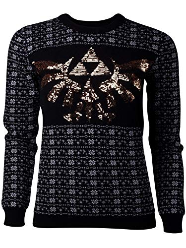 The Legend of Zelda Female Sweatshirt Zelda - Tri-Force Glitter Women's Christmas Sweatshirt Black-M