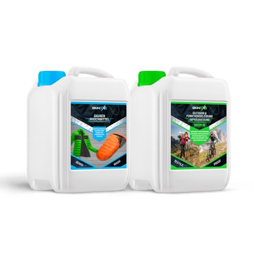SkinStar Daunenwaschmittel Spezial Waschpflege + Wash-In Imprägnierung Doppelpack je 2,5L
