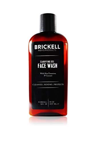 Brickell Men's Clarifying Gel Face Wash - Natürliche und organische Männer Gesichtsreinigung mit Aktivkohle - Männer Reinigungsgel mit Geranie, Kokosnuss und Aloe Vera - 237 ml - Parfümiert