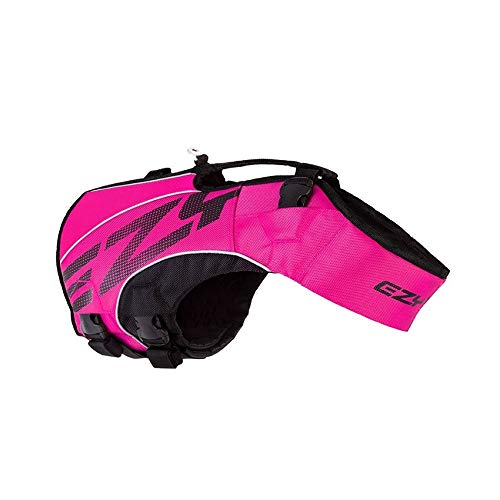 EzyDog Premium Schwimmweste Hund - DFD X2 Boost Hundeschwimmweste - Rettungsweste für Hunde - Größenverstellbar mit Griff und Reflektoren (4XS, Rosa)