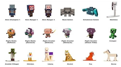 Jada Toys - Minecraft Multi Pack Nanofigs, 18er Set, Welle 9, Minecraft Legends Nano Sammelfiguren aus Metall, 18 Stück/Set, 4 cm, ab 3 Jahren