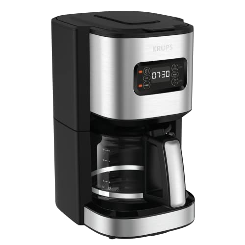 Krups Excellence Kaffeemaschine, 1,25 l, programmierbar, 24 Stunden-Wählfunktion, 1 – 4 Tassen, Auto-Off, nach 30 Minuten, Tropfschutz, KM480D10, gebürsteter Edelstahl
