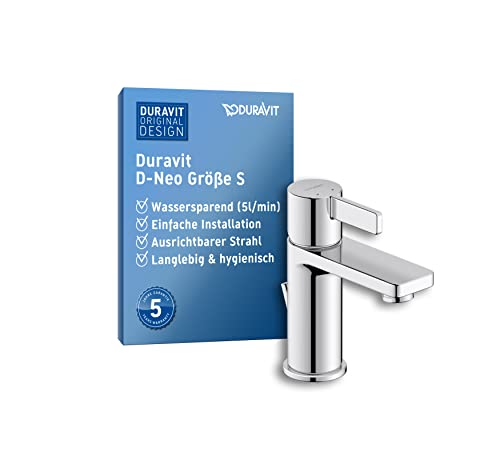 Duravit D-Neo Waschtischarmatur, Größe M (Auslauf Höhe 110 mm). Wasserhahn Bad in Chrom