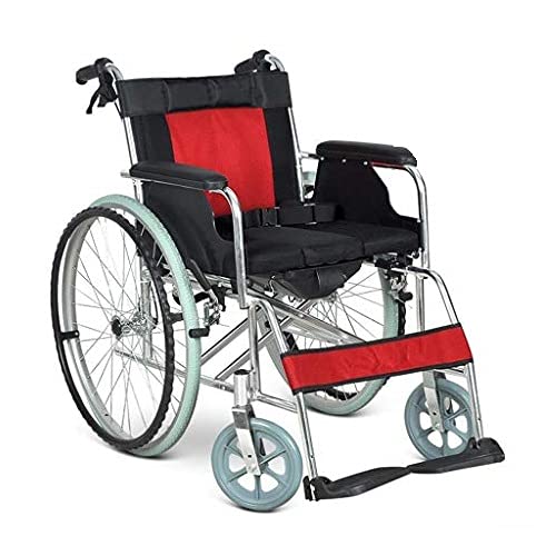 AOLI Eigenantrieb Rollstuhl, Leichtklappaluminiumlegierung Rollstuhl, tragbare ältere Mehrzweckwagen, ergonomischer, Geeignet für Menschen mit Behinderungen, Red1,rot