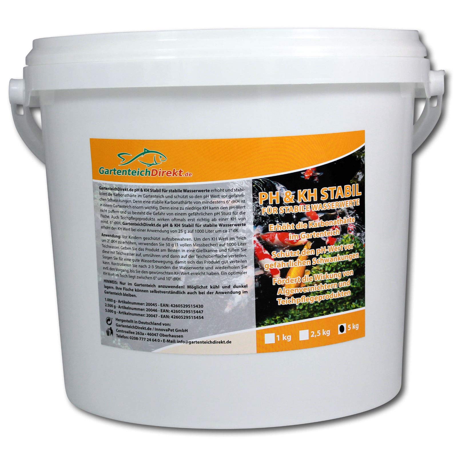 GartenteichDirekt pH und KH STABIL (Stabilisiert Wasserwerte im Gartenteich und schützt vor Schwankungen - pH-Wert Karbonathärte), Größe:5 kg