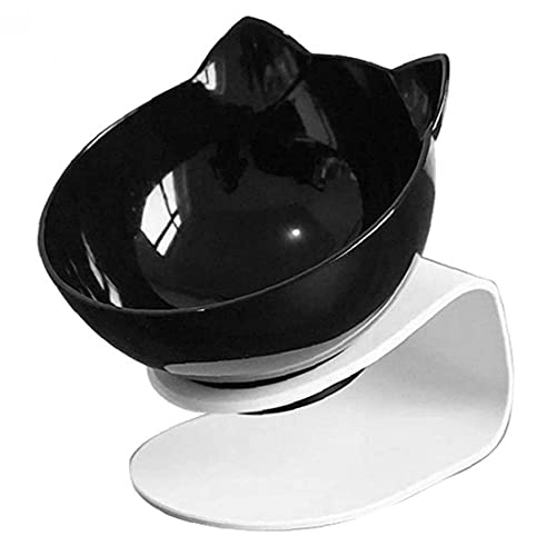 Cat Bowl Cat Food Feeding Raised Tilted Platform Double Pet Bowl with Stand 15°Elevated U Shape Transparent
