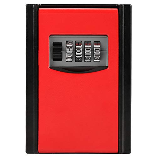 Goick 4-stellige Kunststoff-Kombination Passwort Schlüssel Aufbewahrungsbox Wandmontage Sicherheit (rot)