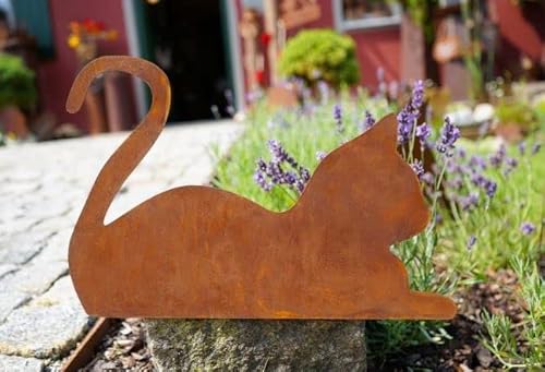 Rostalgie Edelrost Kantenfigur Katze Chipsi liegend Gartendekoration Tierfigur