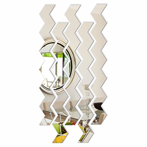 FLEXISTYLE Dekorativer Spiegel Waves a, modernes Design Dekoration, 3mm Acryl-Spiegel aus der EU, Wohnzimmer, Schlafzimmer, Flur, unzerbrechlich, DIY-Heimtextilien, Silber, hergestellt in der EU