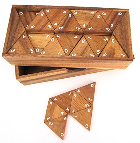 LOGOPLAY Tridomino - Triomino - Dreieck-Domino - Legespiel - Gesellschaftsspiel aus Holz mit weißen Zahlen