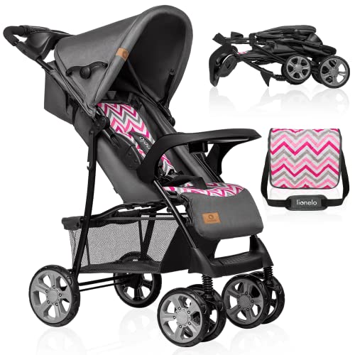 Lionelo Emma Plus Kinderwagen Kindersportwagen leicht modern klein Buggy mit Liegeposition zusammenklappbar (Pink Scandi)