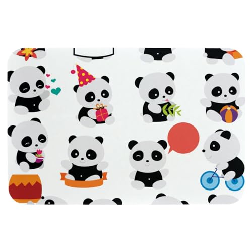 MUOOUM Pandas Badteppich, wasserabsorbierend, rutschfest, für Badezimmer, Bodenmatte, kühl, dünn, waschbar, schnell trocknend, für Dusche, Badewanne, Innentür, 50 x 80 cm