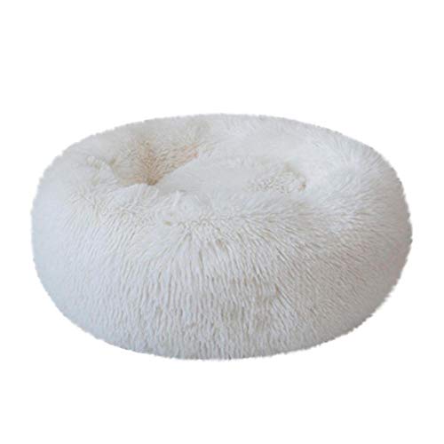PENVEAT Hundebett Comfortable Donut Cuddler Round Hundebett Ultra Soft Waschbar Hund und Katze Kissen Bett heißer 2810, Pure White, 90cm 20kg Schlaf