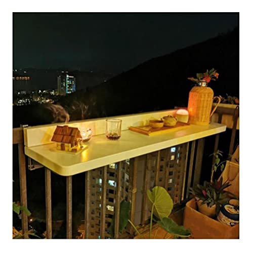 Balkonhängetisch Balkontisch Terrassen-Stehtisch im Freien mit Tischplatte aus Aluminiumlegierung und Rahmen for Aufhängen, klappbarer, Verstellbarer Gartentisch (Color : White, Size : 120x40cm)