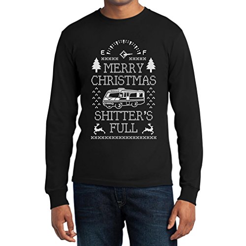 Merry Christmas Shitter's Full Langarm Schwarz Medium T-Shirt - Witziger Weihnachtspullover