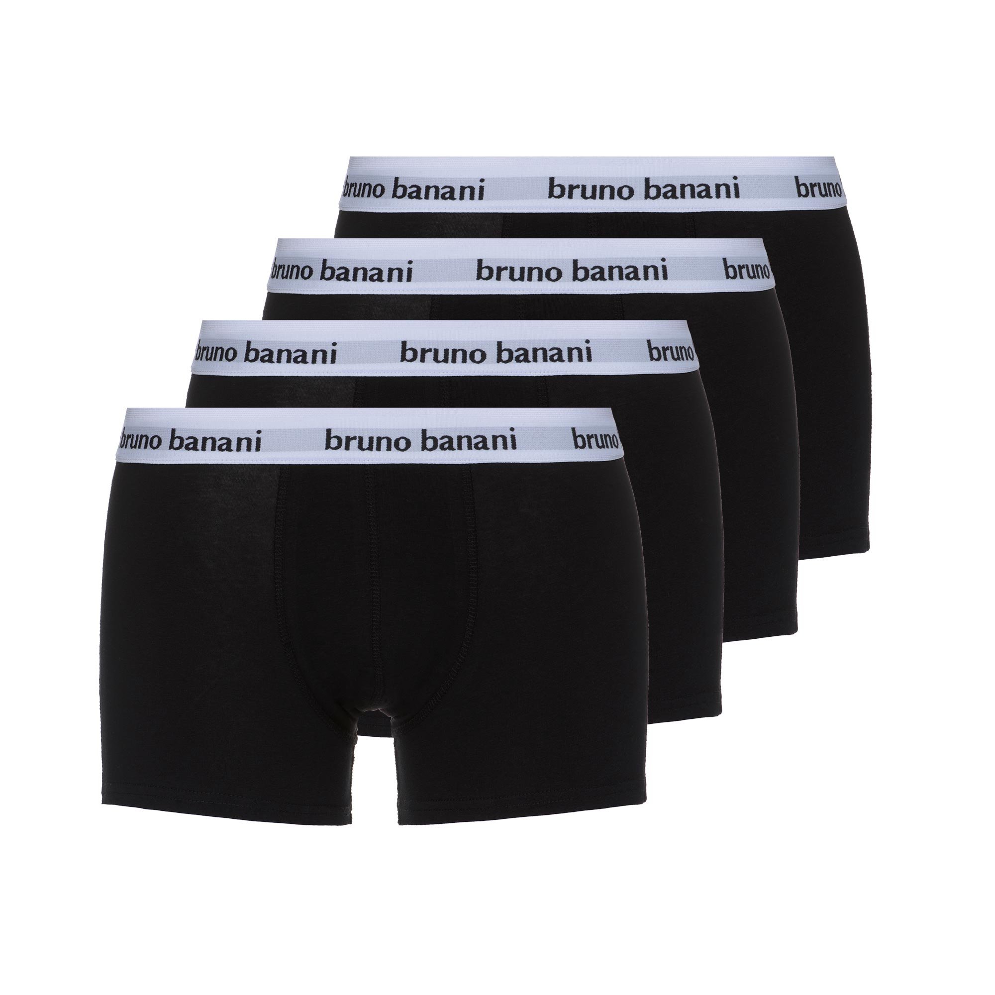 bruno banani Herren Shorts Snazzy - Moderne Boxershorts mit Logo-Bund, atmungsaktive und langlebige Baumwolle, Memory-Effekt, ohne Eingriff, eng anliegend, Größe S-XXL (4 Stück) schwarz, L
