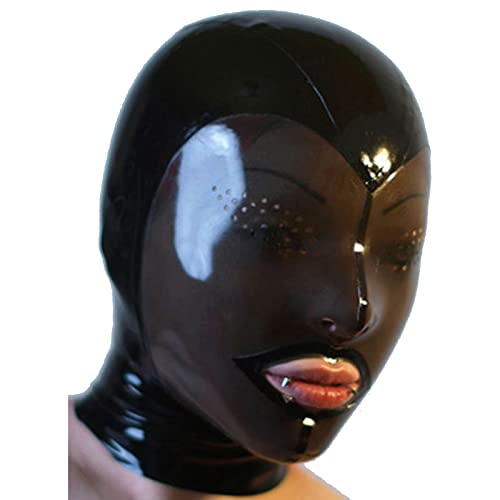 ZOUTYI Latex Fetisch Maske Transparent Schwarz Gesicht Haube Latex Sex Spielzeug Für Paare Erwachsene Sex Spiele Erwachsene Spiele Haube Maske,Schwarz,XS