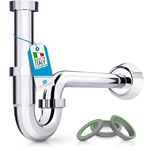 Siphonly® Design Röhrensiphon für Waschbecken | Waschtisch - Ablaufgarnitur | Geruchsverschluss für Waschtisch in ABS-Kunststoff verchromt | 2 Jahre Vollgarantie