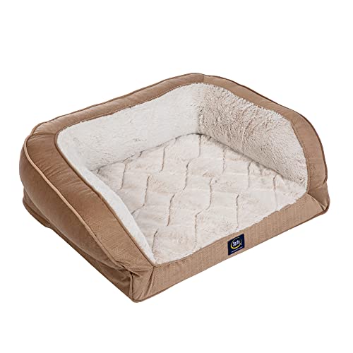 Serta Orthopädische gesteppte Couch Hundebett für Haustiere - Desert Sand (klein)