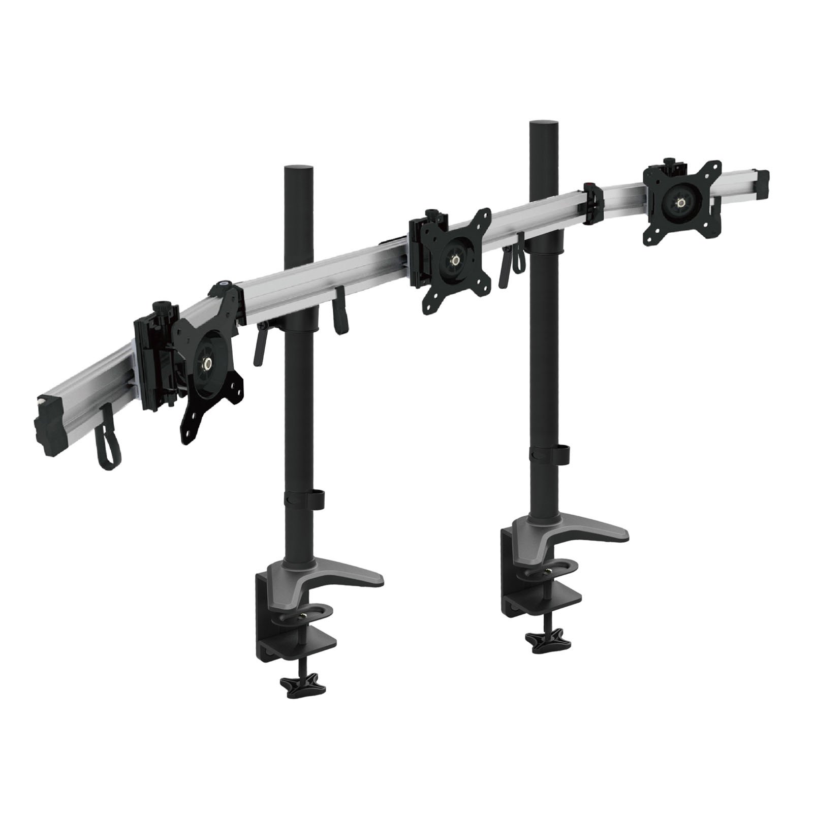 HFTEK 3-Fach-Monitorarm-Halterung Halter Tischhalterung für 3 Monitore von 15 – 34 Zoll mit Tisch-Klemmsystem - VESA-Lochmuster 75/100 (MP230C-XL)