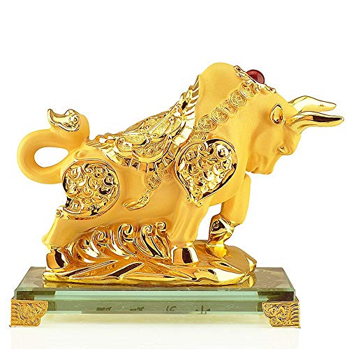 Benfa Chinesisches Zodiac Zwölf Tiere 2019 Neujahr Golden Resin Collecable Figurines Car oder Table Decor Statue,Cow