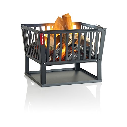 barbecook Feuerkorb für Holzfeuer eckig lackierter Stahl lang 62-cm breit und 48,5 cm hoch, schwarz